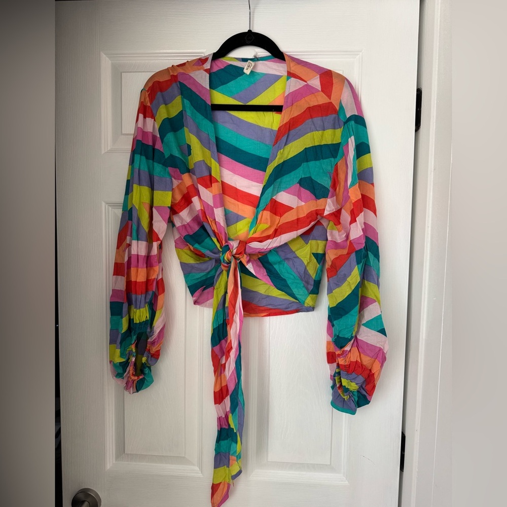 Elan Colorful Striped Women's Cover Up Resort Wear Top